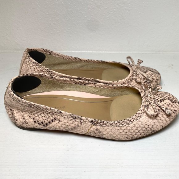 Vionic Jewel Callisto Bow Snakeskin Leather Ballet Flats Pink 6 - Picture 3 of 9
